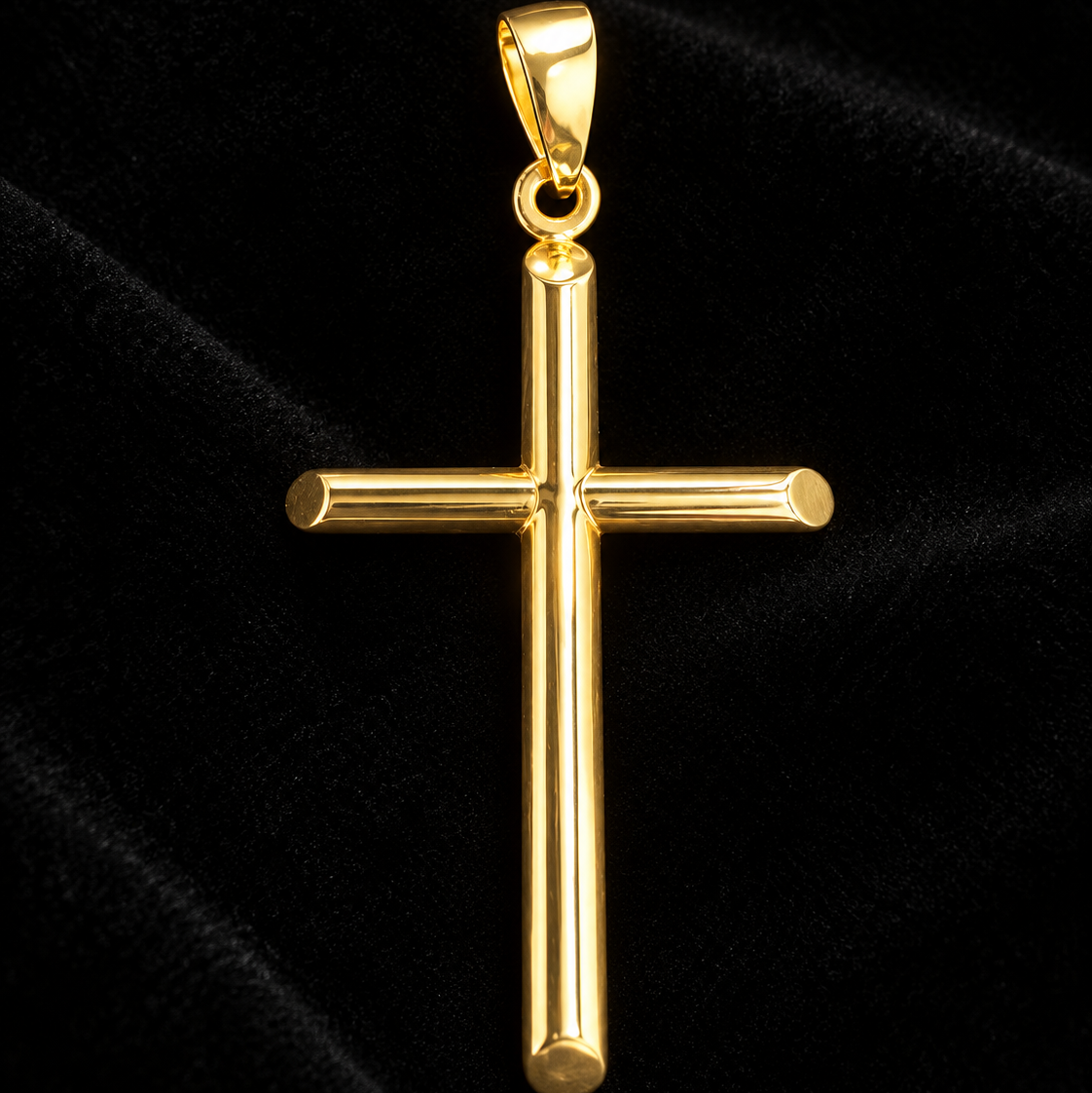 Lusso Classic 10K Yellow Gold Polished Cross Pendant – 25mm