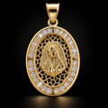 Lusso Divina 10K Yellow Gold Virgin Mary Oval Pendant – 1.14g