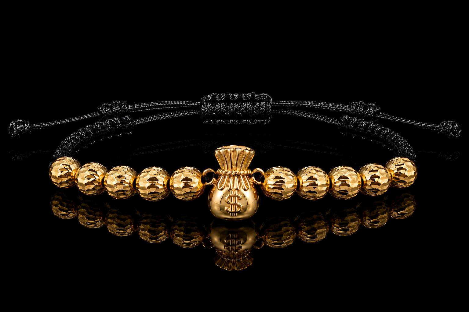 Golden Fortune 18k Money Bag Macramé Bracelet