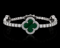 925S Green Clover Moissanite Tennis Bracelet – 3.95 CTW VVSD