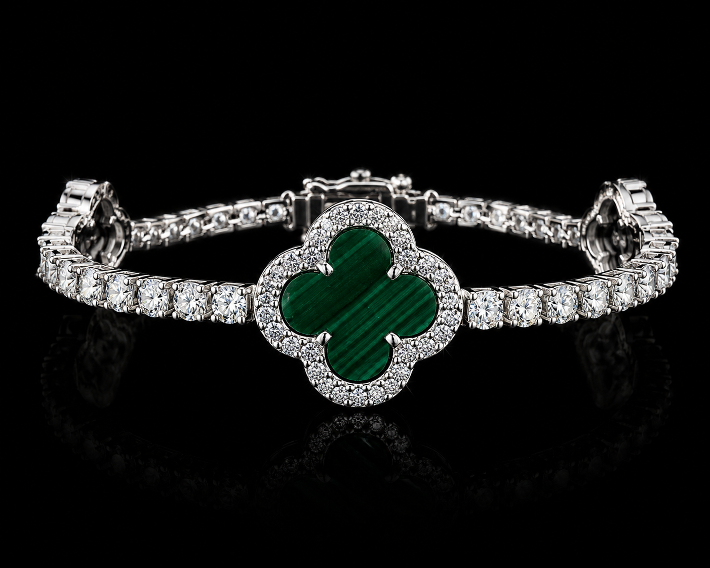 925S Green Clover Moissanite Tennis Bracelet – 3.95 CTW VVSD
