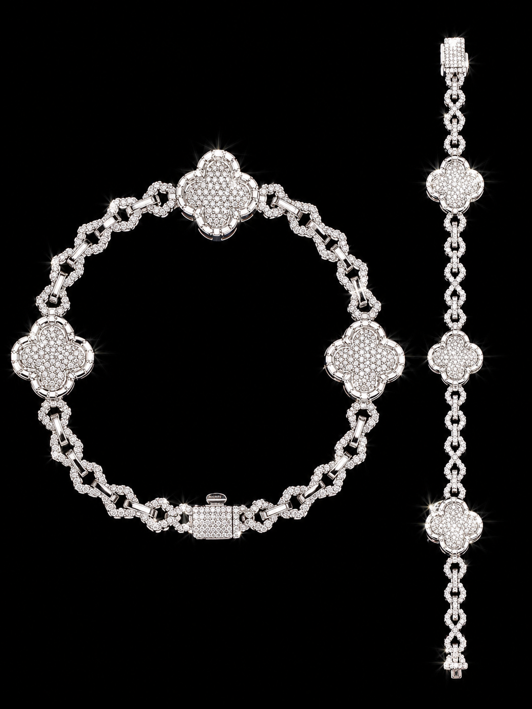 925S Clover Link Moissanite Bracelet – 4.08 CTW VVSD