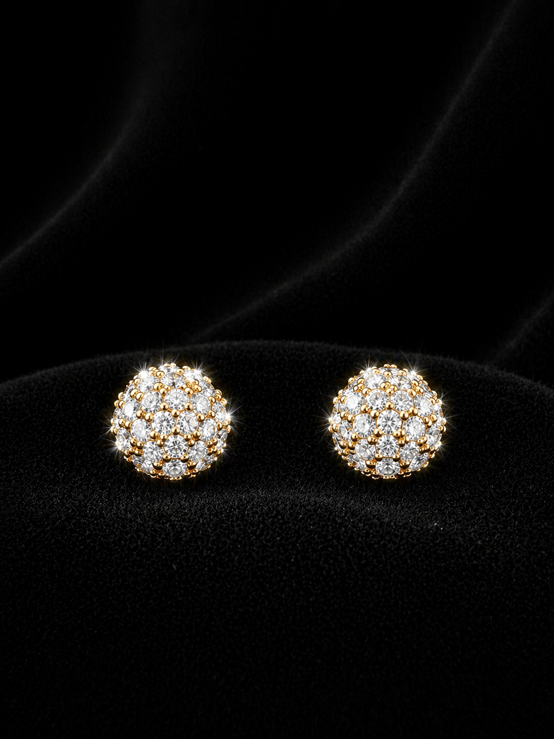 10K Gold Dome Cluster Moissanite Earrings – 0.63 CTW