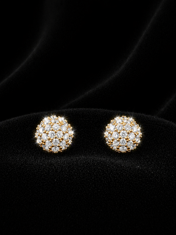 10K Gold Dome Cluster Moissanite Earrings – 0.63 CTW
