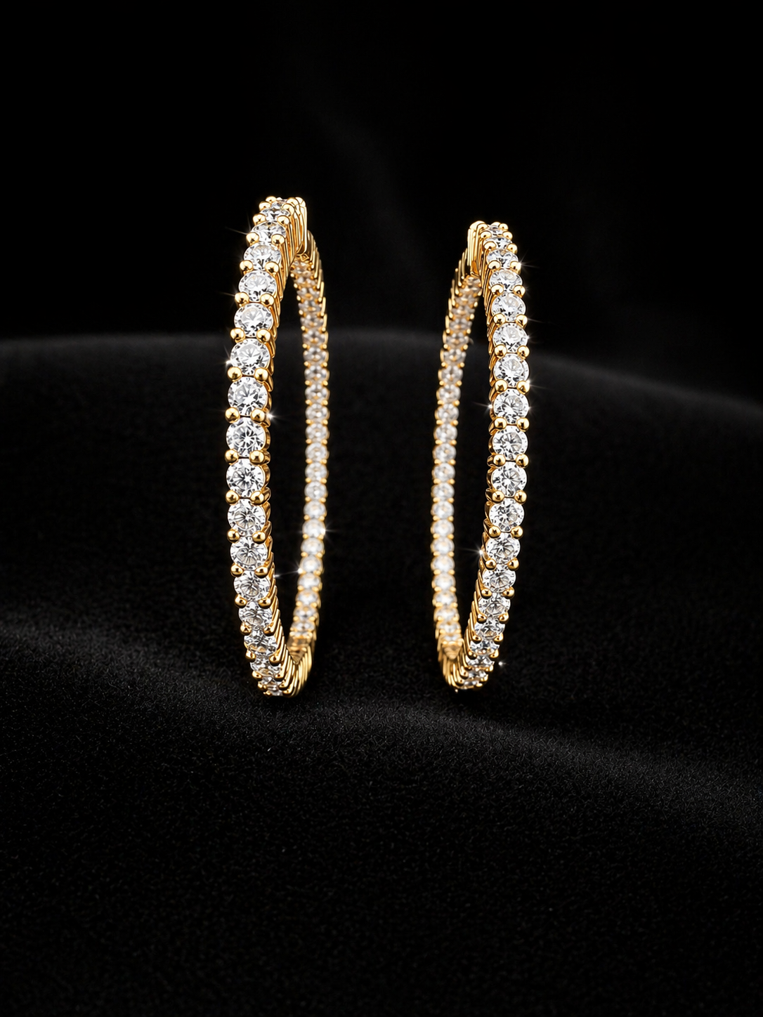 10K Gold Moissanite Hoop Earrings VVS-D