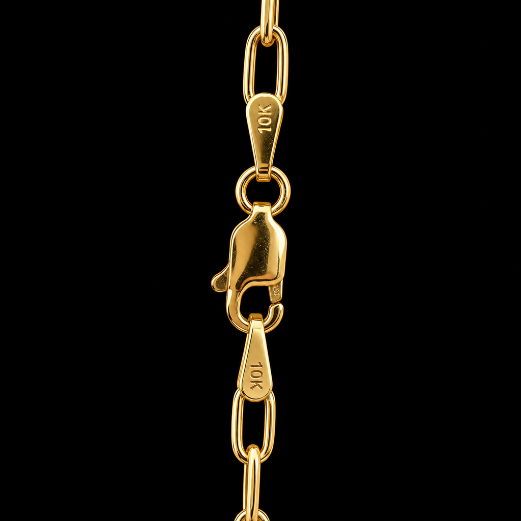 S10" | Aurelia Paperclip Link Anklet in 10K Yellow Gold