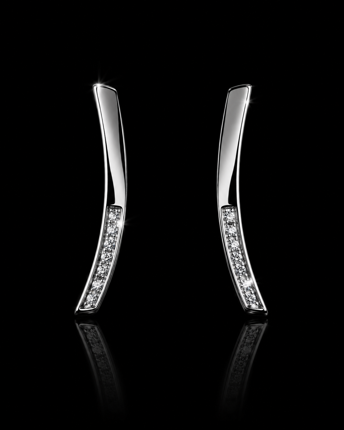 925S Curved Zirconia Bar Earrings