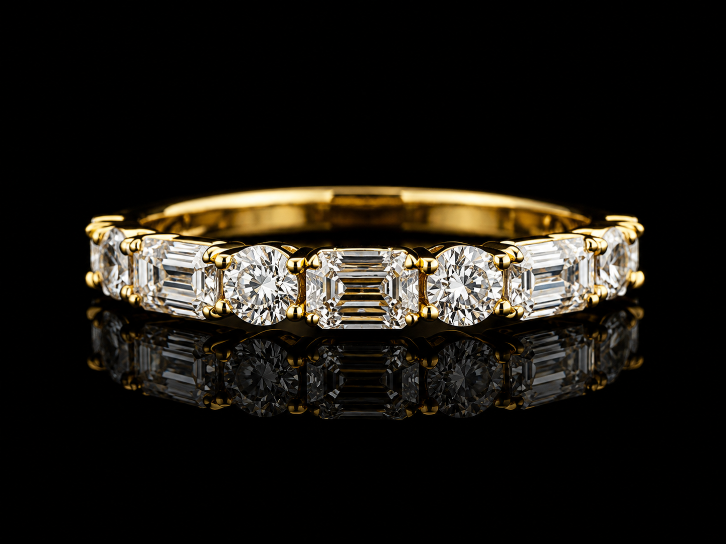 Mixed-Cut Lab Diamond Ring Band – 14K Gold