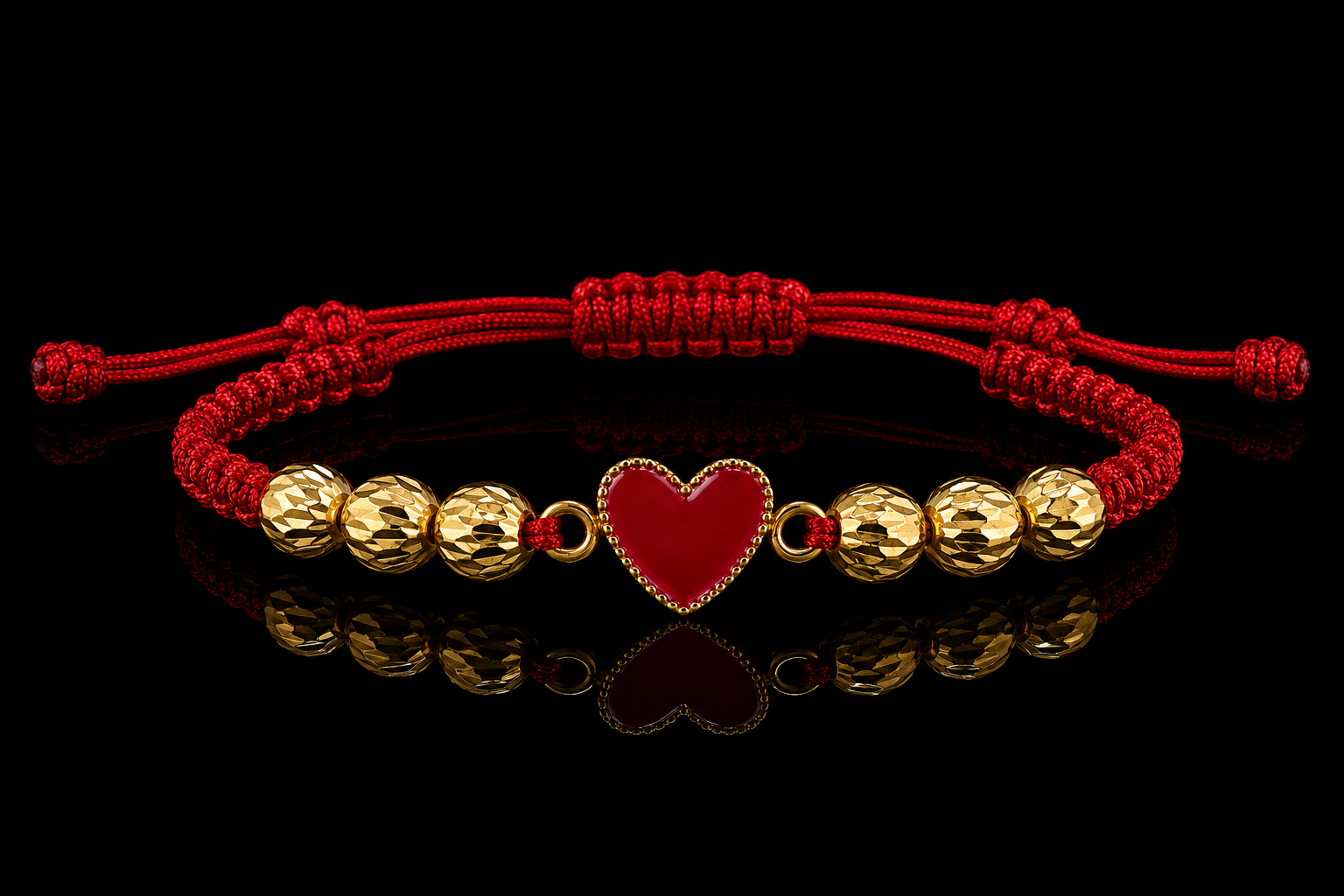 Scarlet Heart 18K Gold Macramé Bracelet