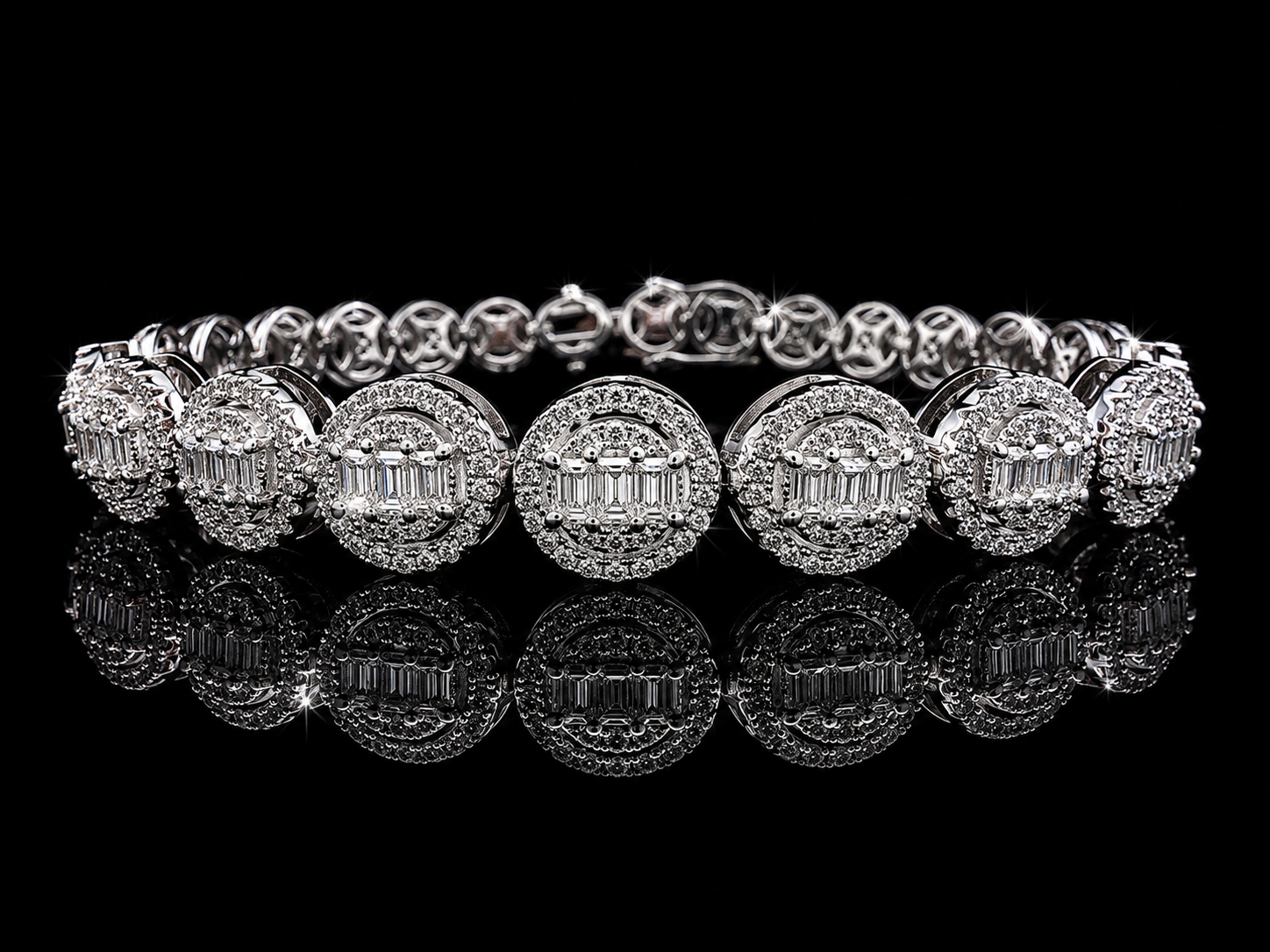 925S Moissanite Halo Tennis Bracelet – 7.20 CT