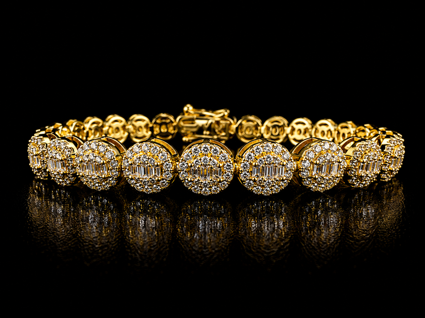 925S Gold Plated Moissanite Halo Bracelet – 3.5 CTW VVSD