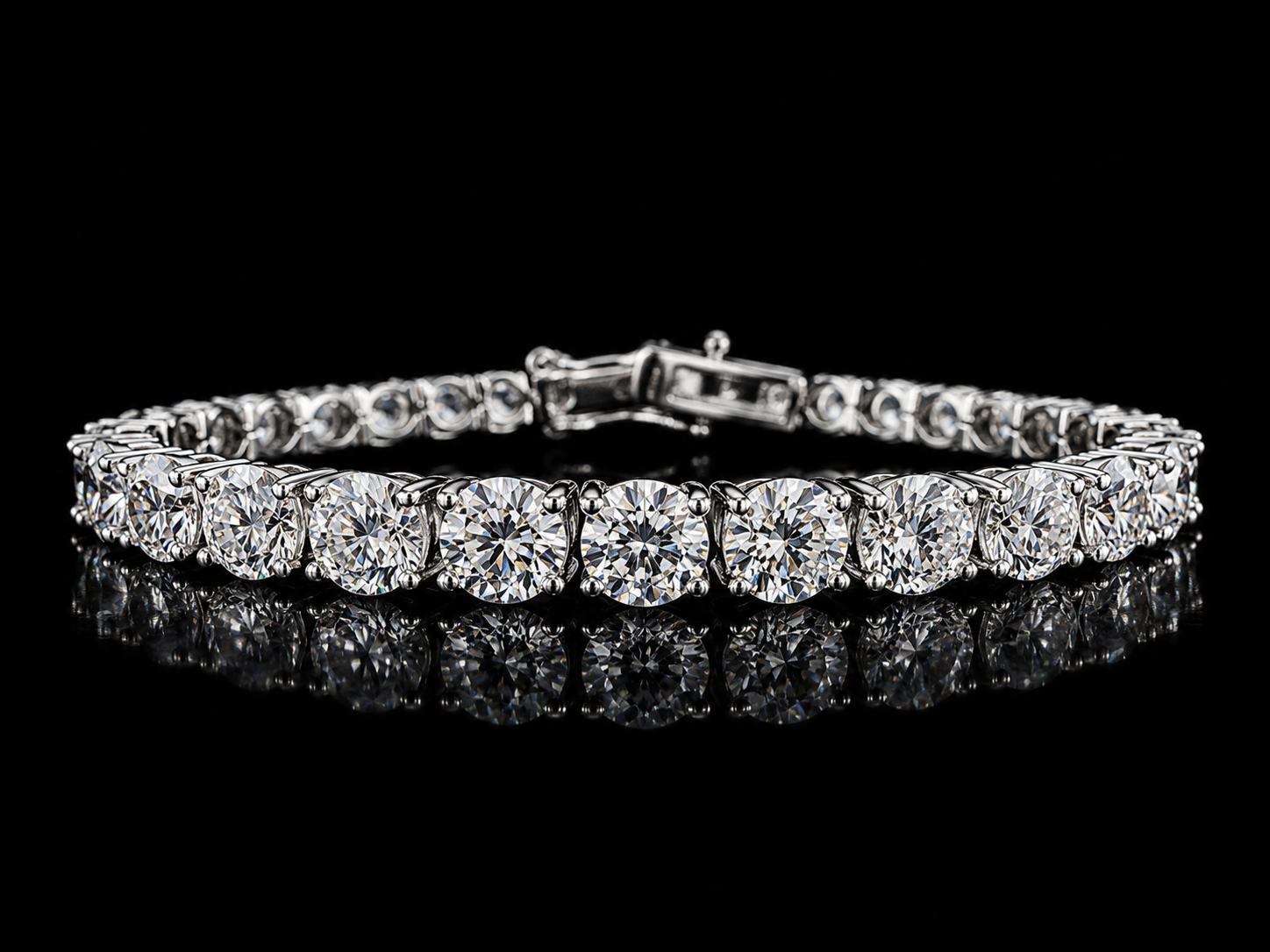 925S Round Cut Moissanite Tennis Bracelet – 27.2 CTW VVSD