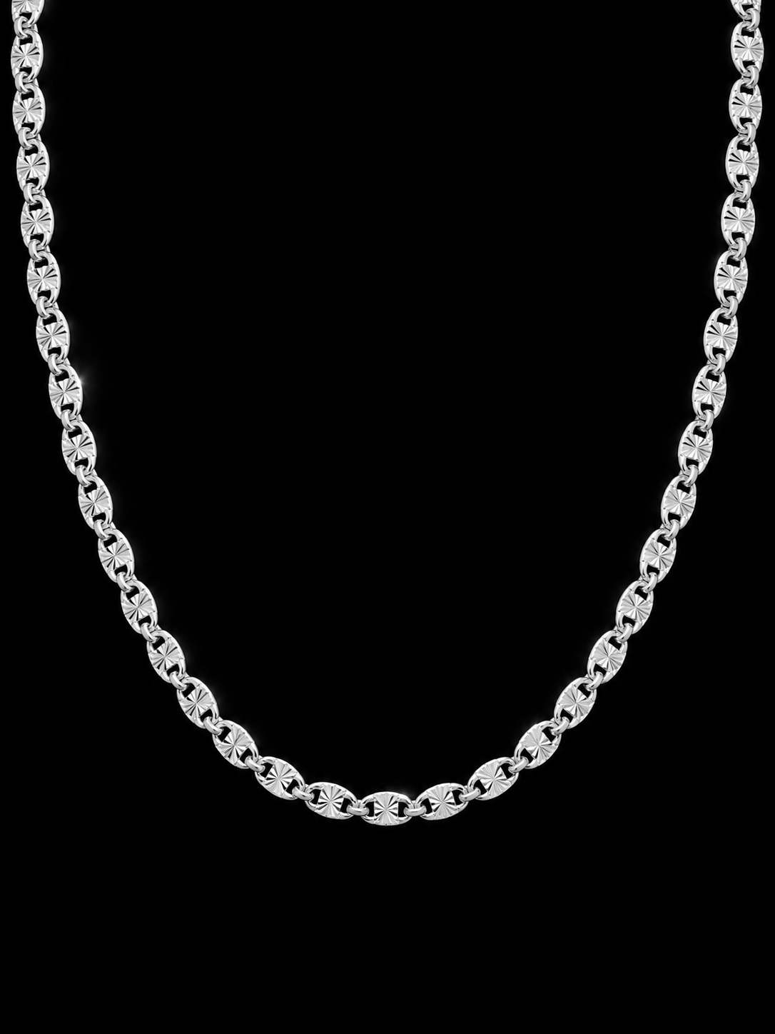 Italy 925S 4MM Diamond-Cut Disc Link Necklace