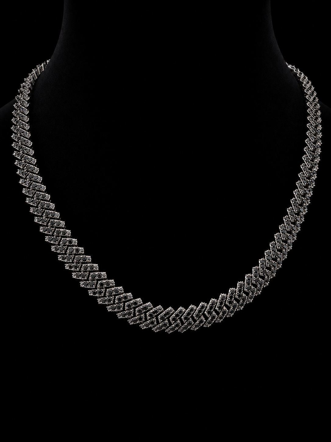 925S Black Moissanite Cuban Link Chain – 15.55 CTW VVSD