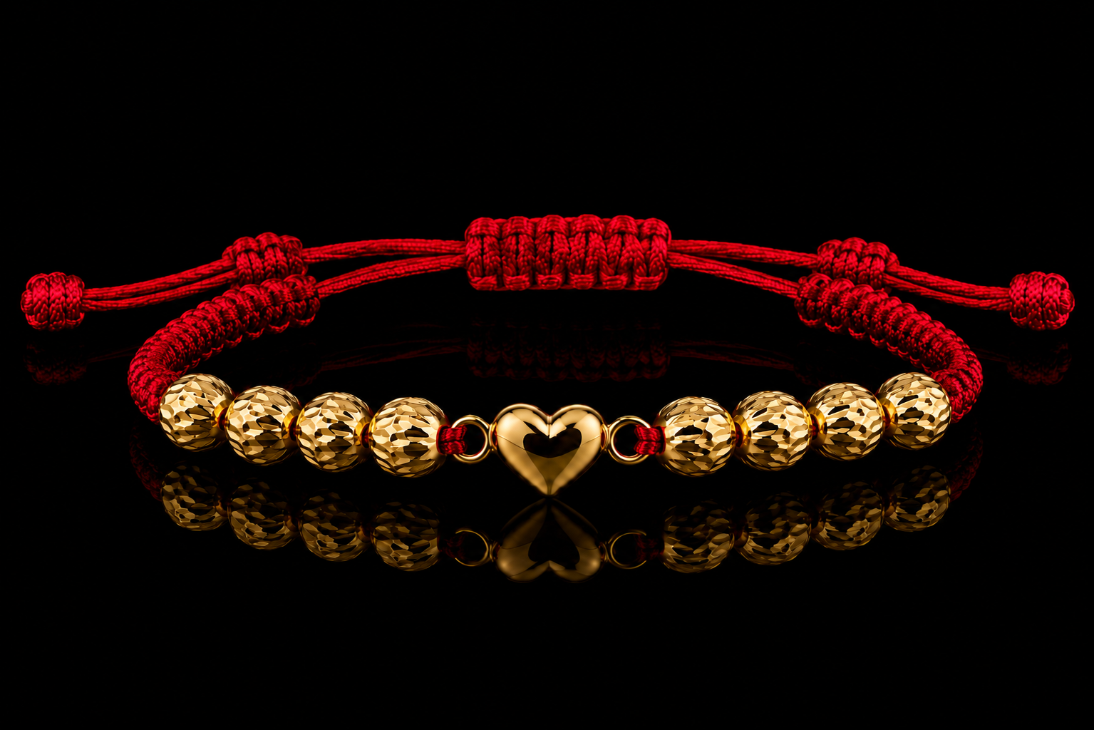 Golden Heart 18K Gold Macramé Bracelet