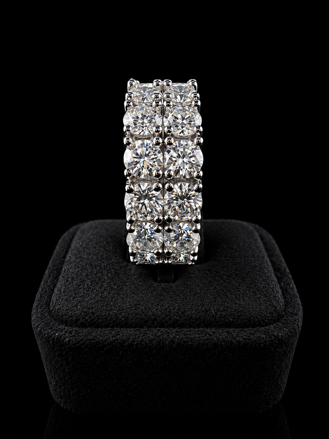 925S Double Row Moissanite Ring – 12 CTW VVSD