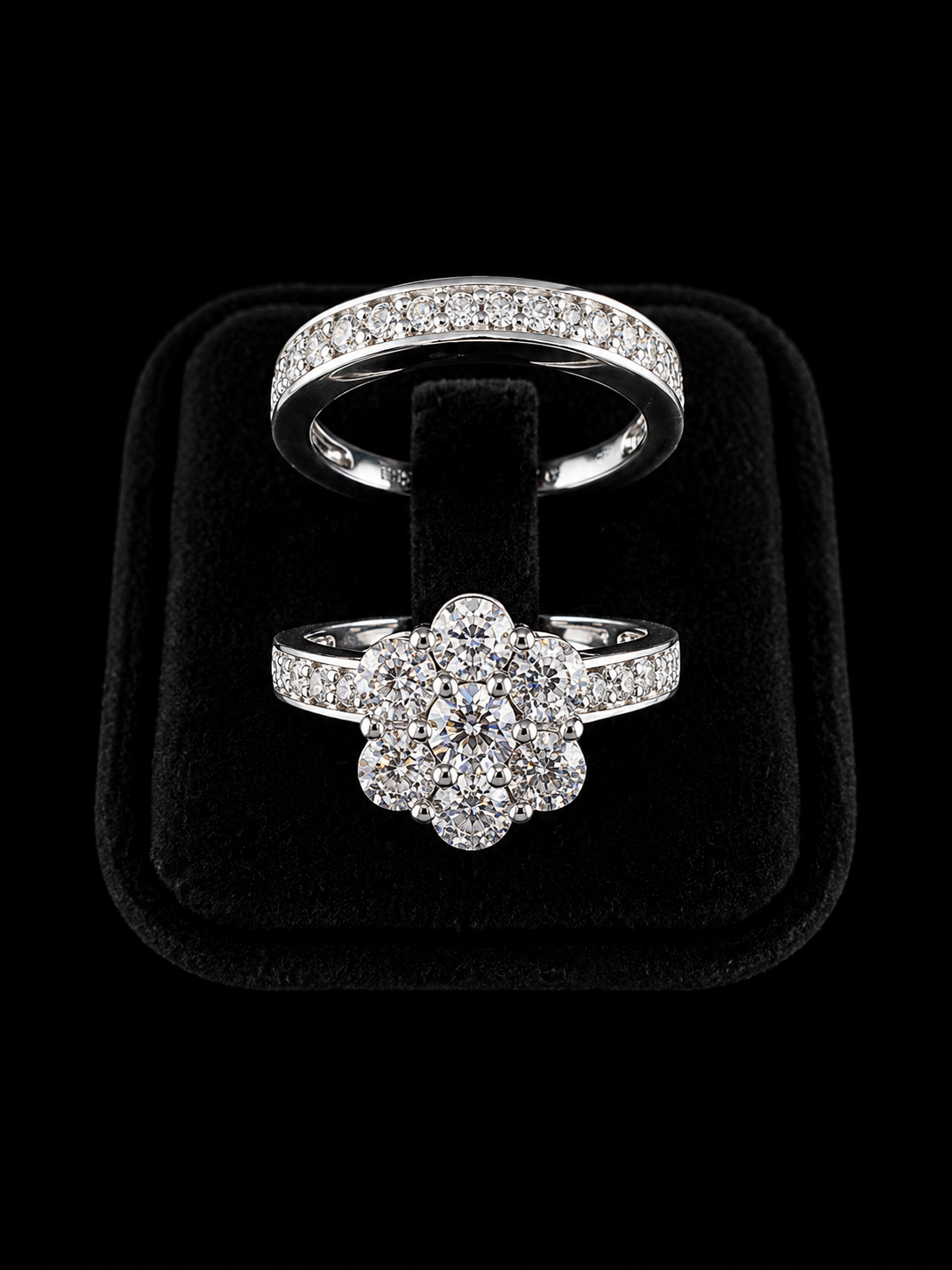 925S Floral Cluster Moissanite Ring Set – 3.5 CTW | Size 7