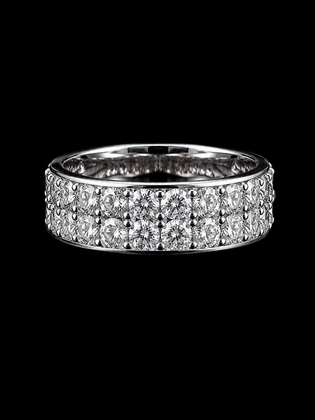 925S Double Row Moissanite Band Ring – 1.5 CTW | Size 10