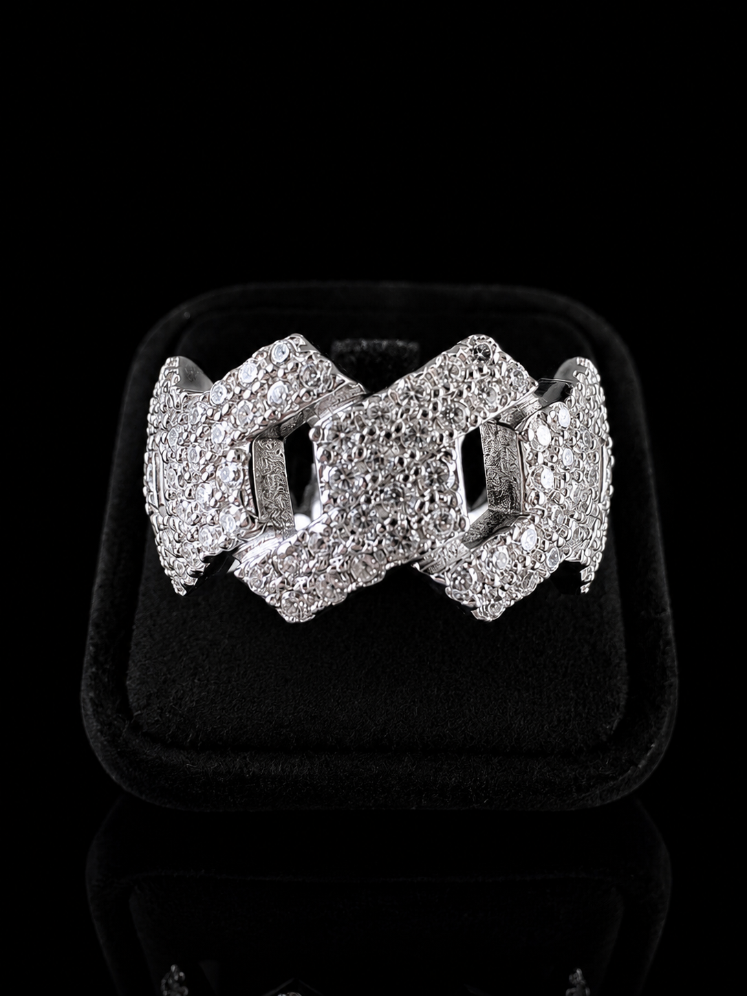 925S Iced Cuban Link Moissanite Ring – 2 CTW VVSD | 12MM | Size 11