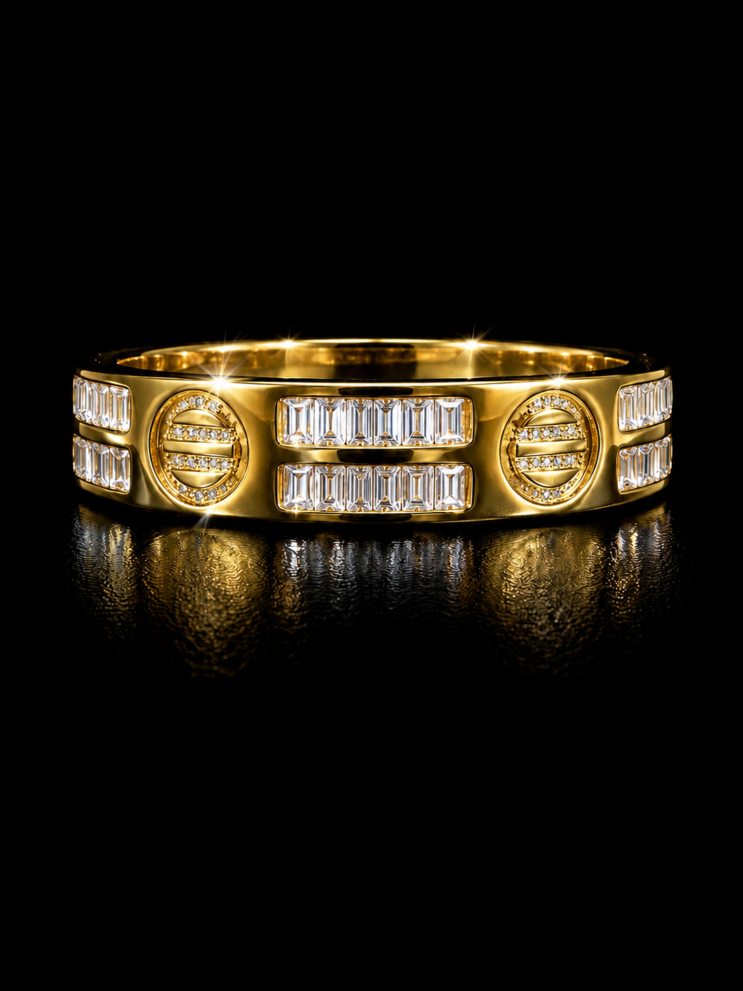 925 Silver Gold-Plated Baguette CZ Band Ring | Size 8