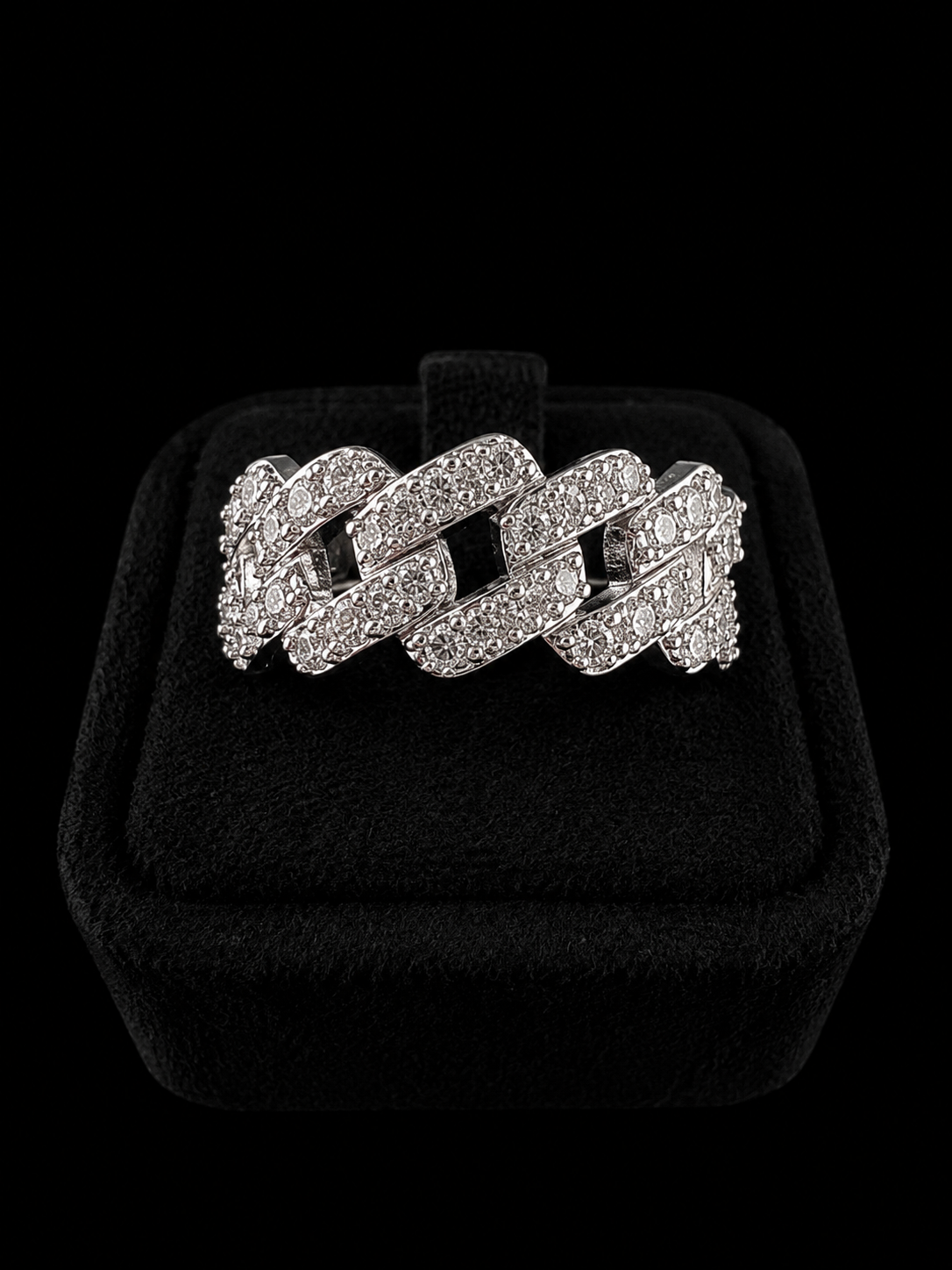925S Moissanite Cuban Link Ring – 1.26 CTW VVSD