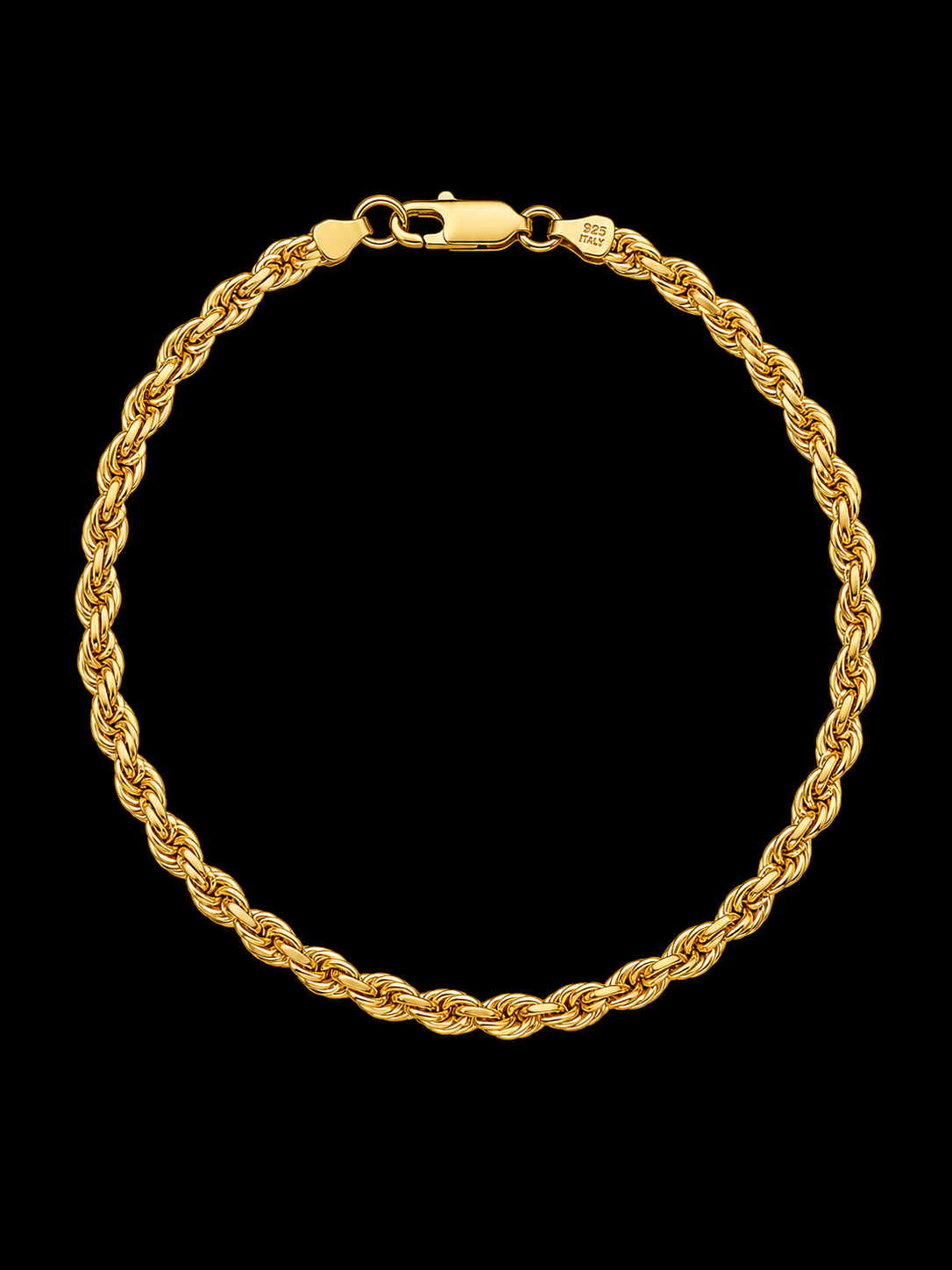 925S Gold Plated Rope Bracelet 7 "