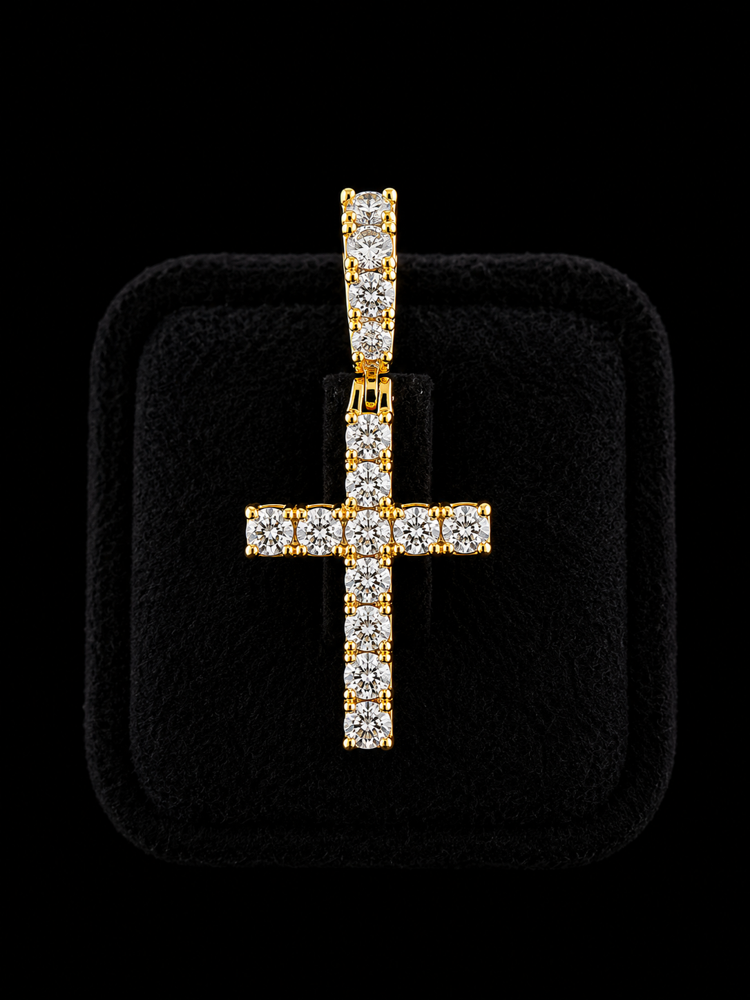 925S Gold Plated Moissanite Cross Pendant – 1 CTW VVSD