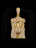 925S Gold Plated Jesus Piece Pendant – 1.20 CTW VVSD Moissanite