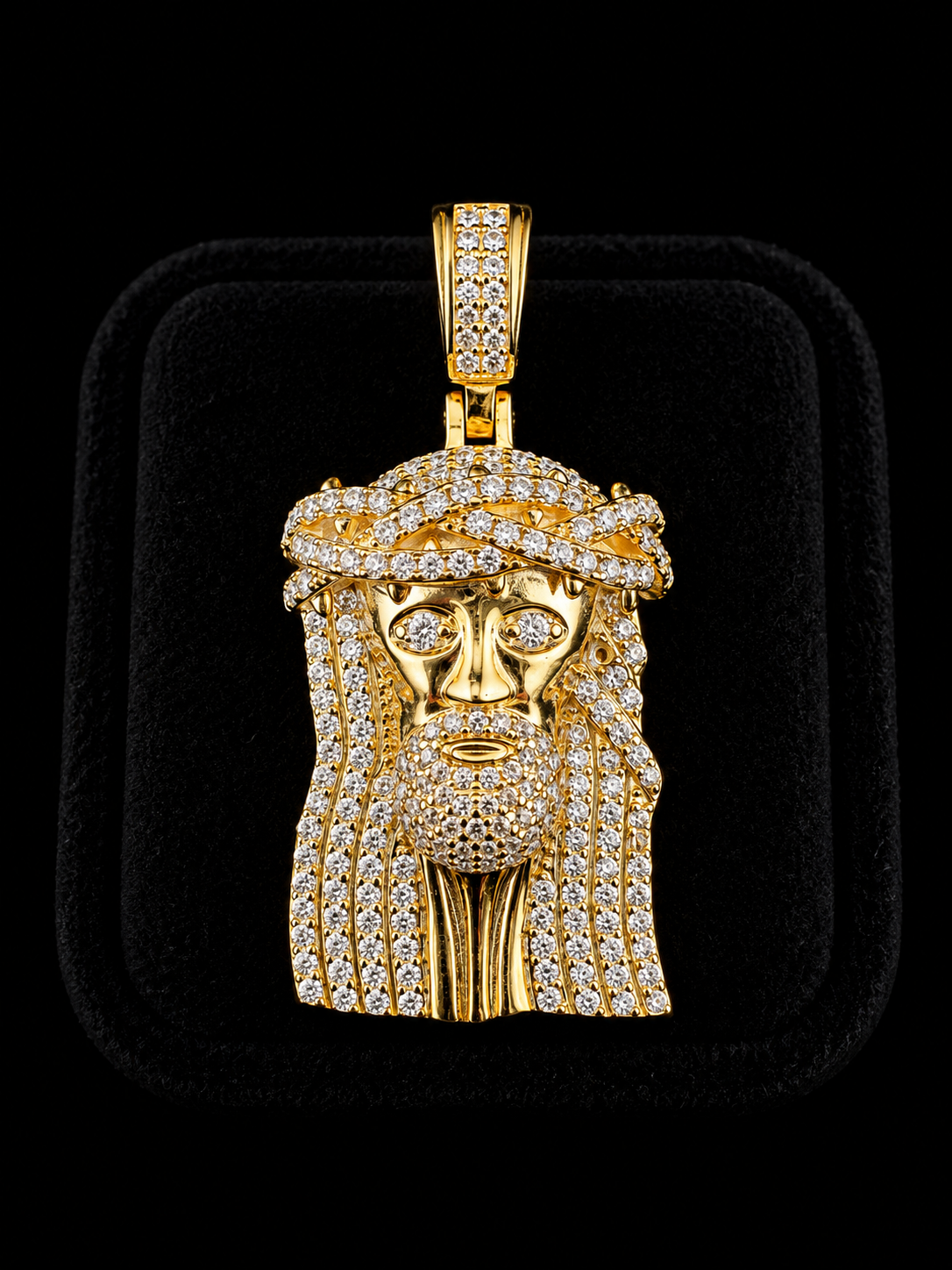 925S Gold Plated Jesus Piece Pendant – 1.20 CTW VVSD Moissanite