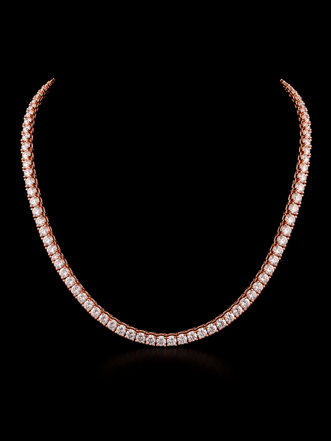 925S Rose Gold Plated Moissanite Tennis Chain – 27.25 CTW VVSD | 4MM | 18”