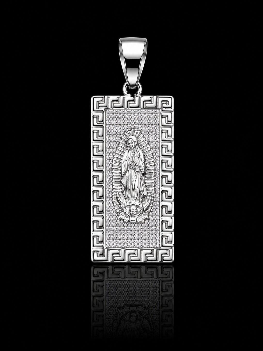 Virgin Mary Rectangle Pendant – 925S Religious Charm