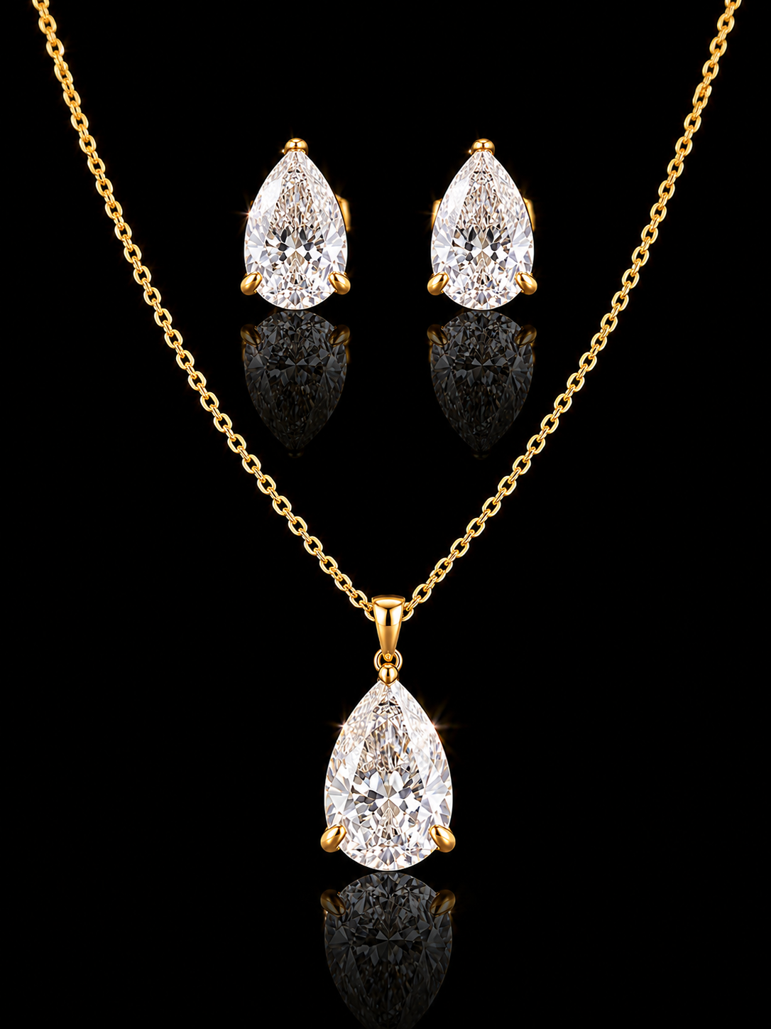 Pear-Cut Lab Diamond Jewelry Set – 14K Gold