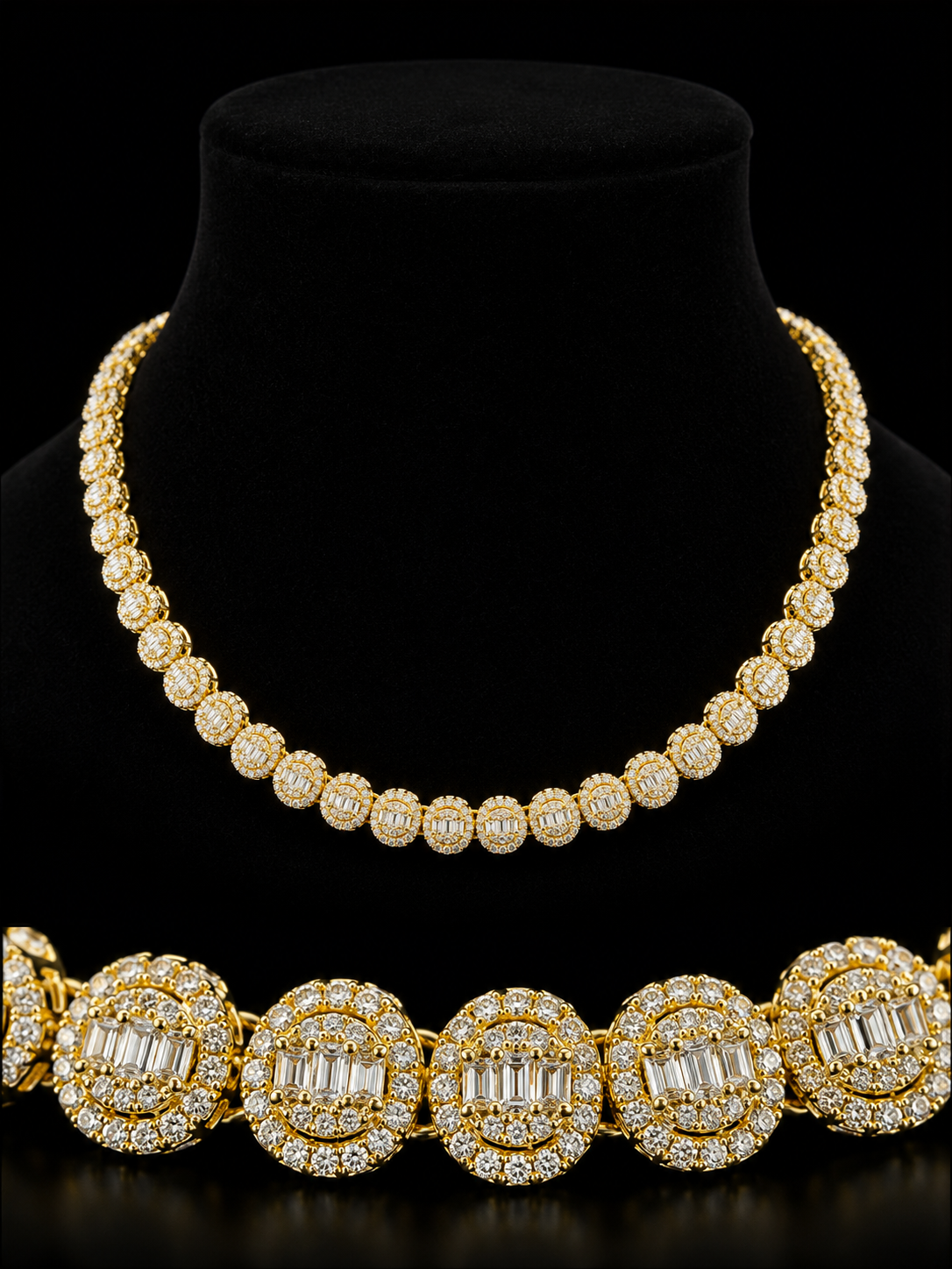 925S Gold Plated Moissanite Tennis Chain – 8.10 CTW VVSD | 18” | 6.5MM