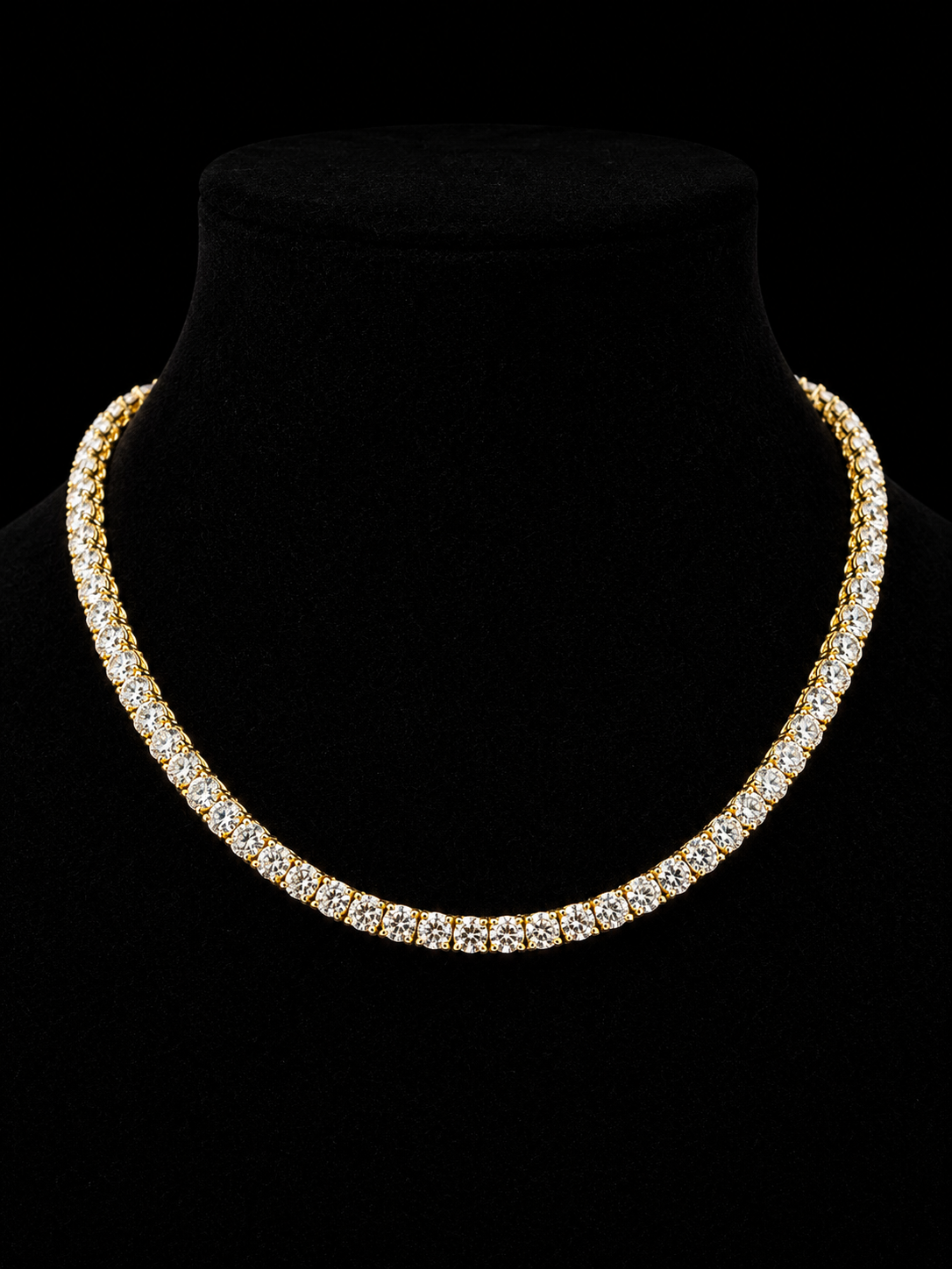 925S Gold Plated Moissanite Tennis Chain – 27.25 CTW VVSD | 4MM | 18”