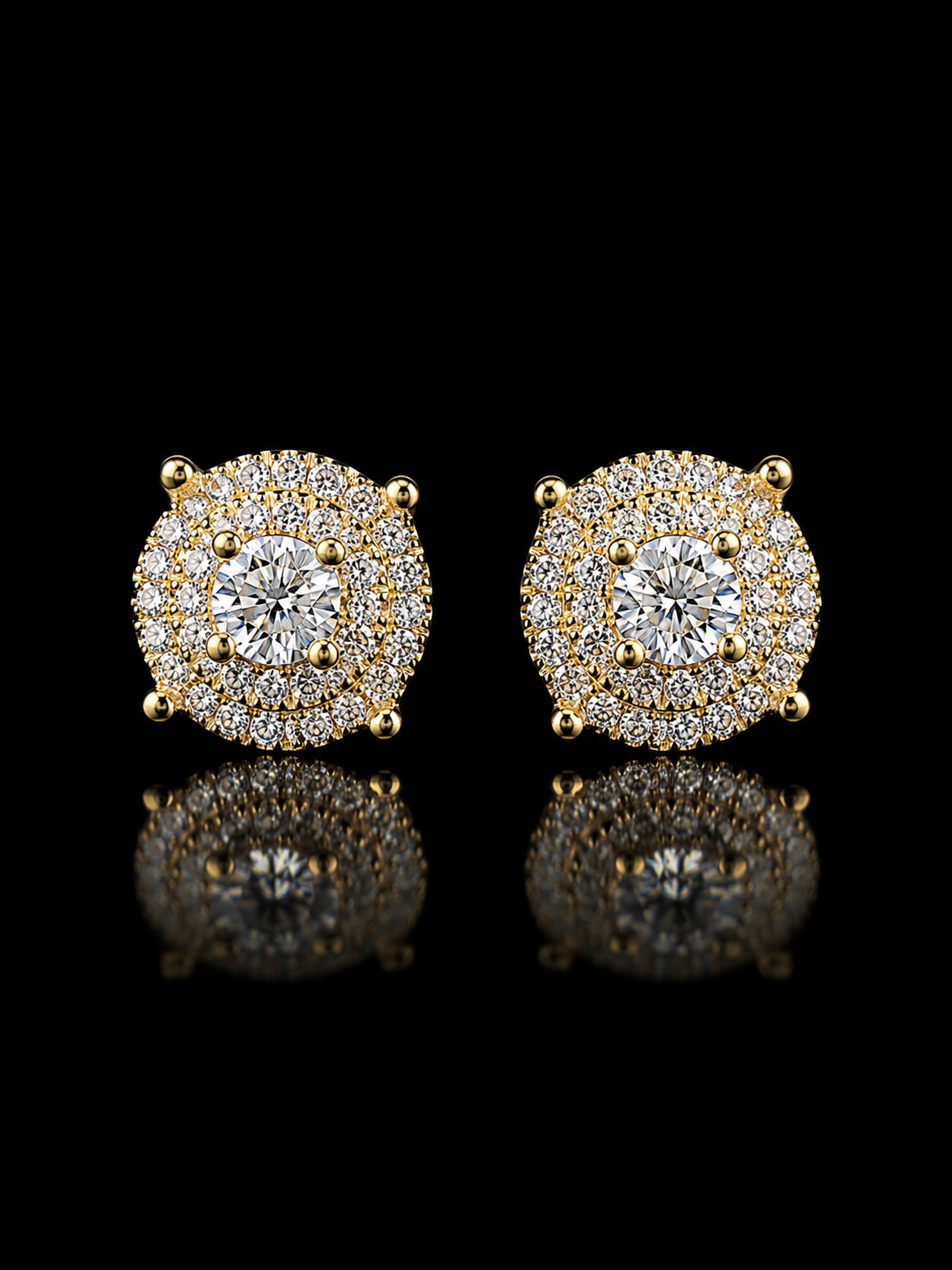 925S Gold Plated Halo Moissanite Stud Earrings – 0.66 CTW