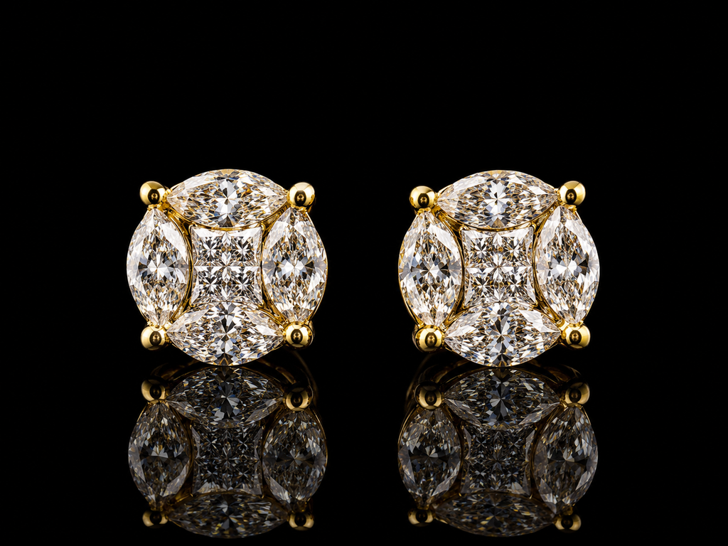 925 Sterling Silver Multi-Cut Moissanite Stud Earrings – 2.74 CTW