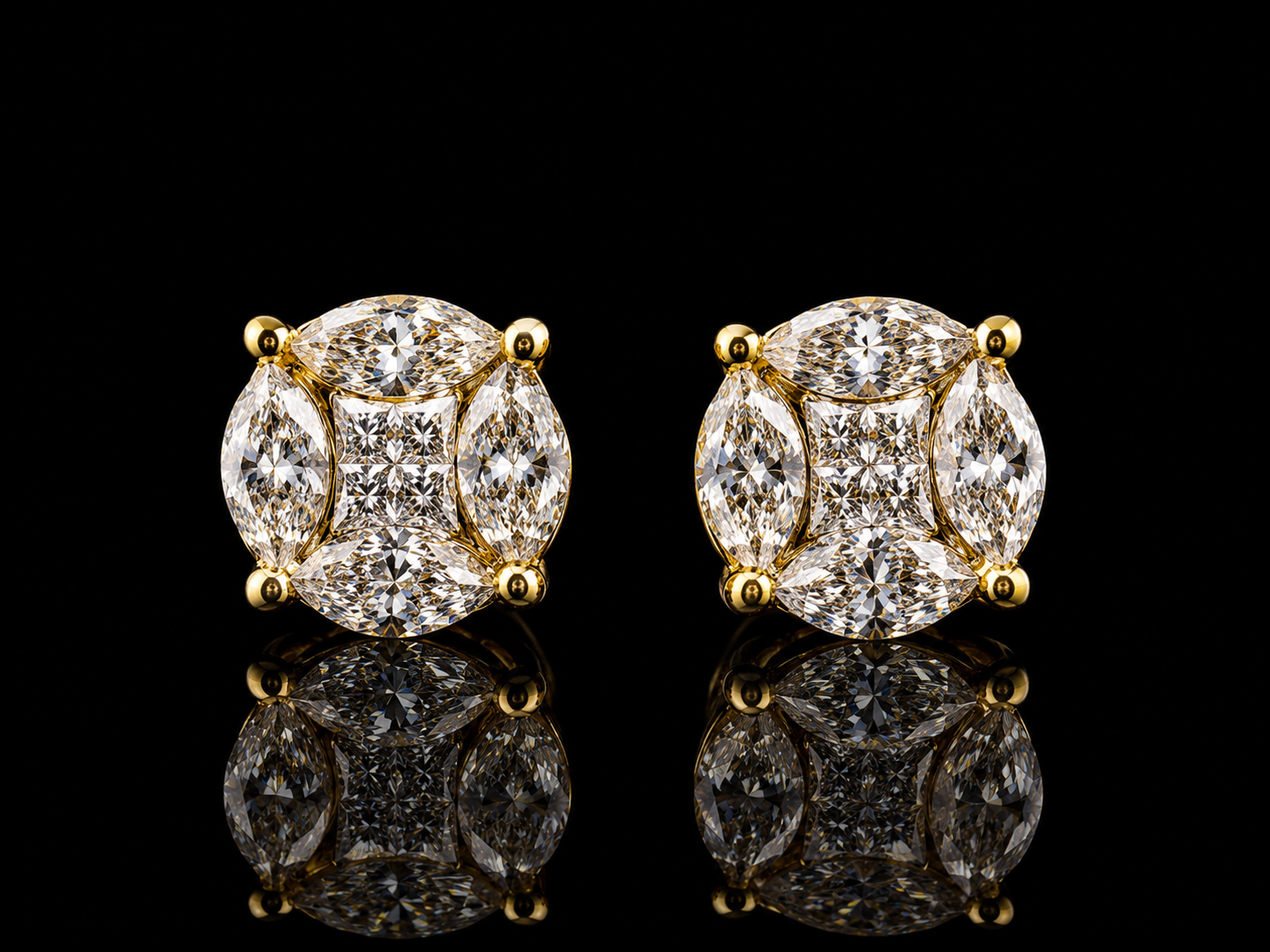 925 Sterling Silver Multi-Cut Moissanite Stud Earrings – 2.74 CTW