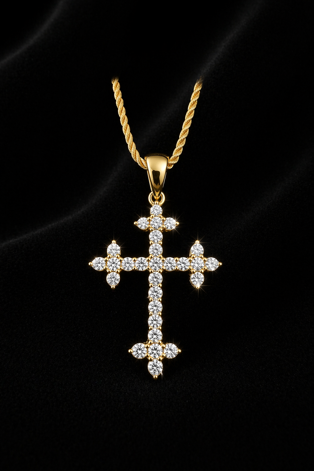 14K Gold Moissanite Cross Pendant – 0.75 CTW