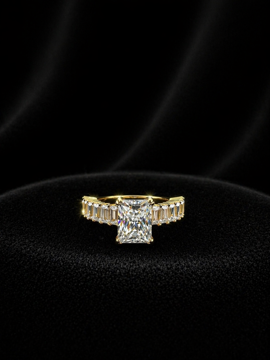 14K Gold Radiant Baguette Moissanite Ring – 5.01 CTW
