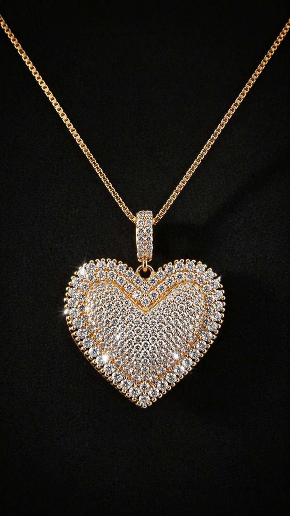 14K Solid Gold Royal Heart Moissanite Pendant Necklace | VVS-D