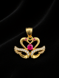 14K Gold Swan Heart Pendant with Accents