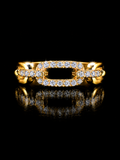 925S Gold-Plated Pavé Link Ring | CZ Statement Ring | Size 6.5