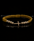 18K Gold Cross Macramé Bracelet