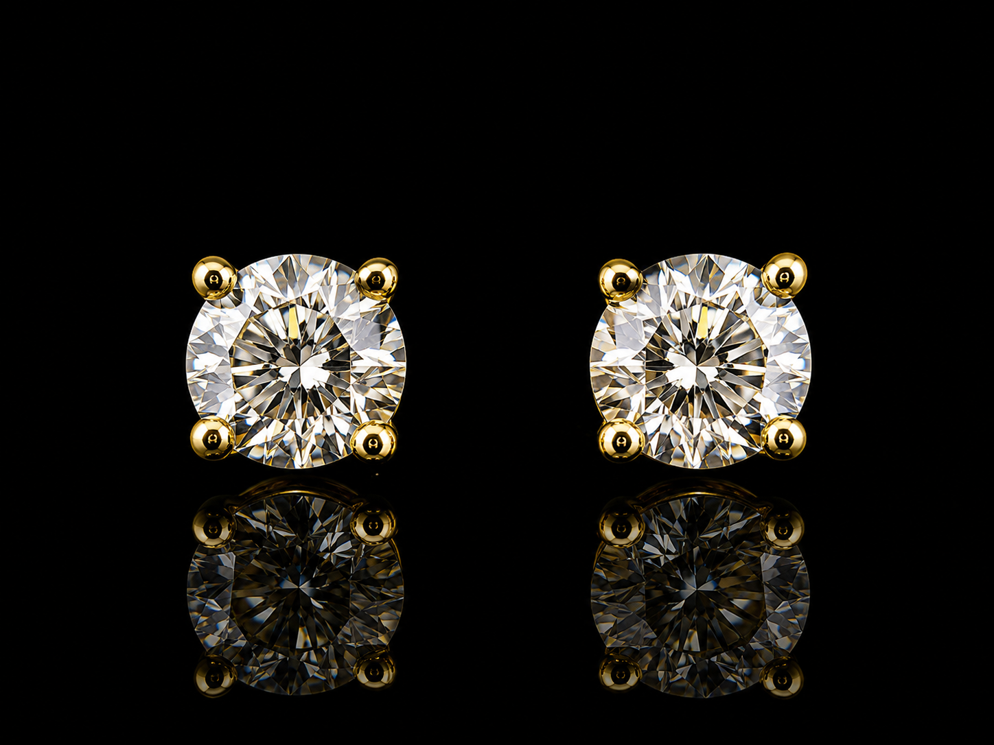 925S Gold Plated Round Solitaire Moissanite Stud Earrings – 1.60 CTW | 6MM