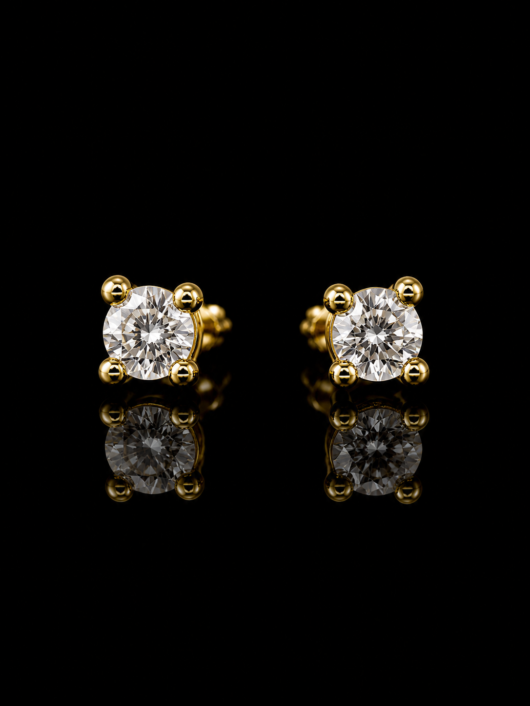925S Gold Plated Solitaire Moissanite Stud Earrings – 0.60 CTW