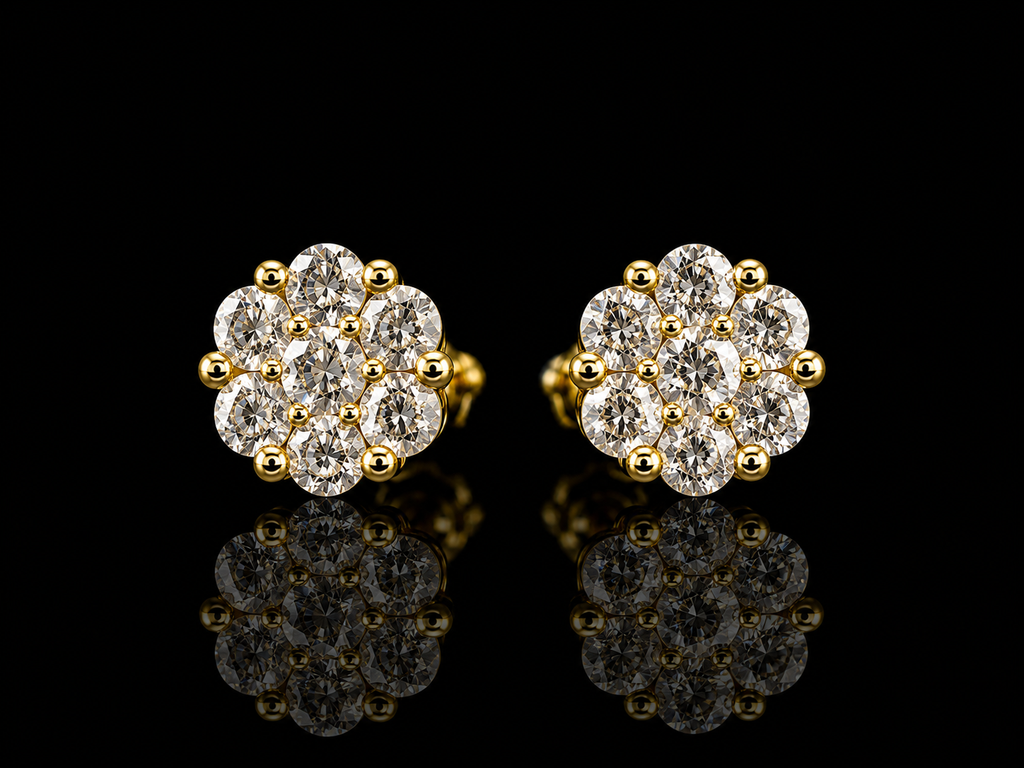 925S Moissanite Flower Stud Earrings – 1.05 CTW