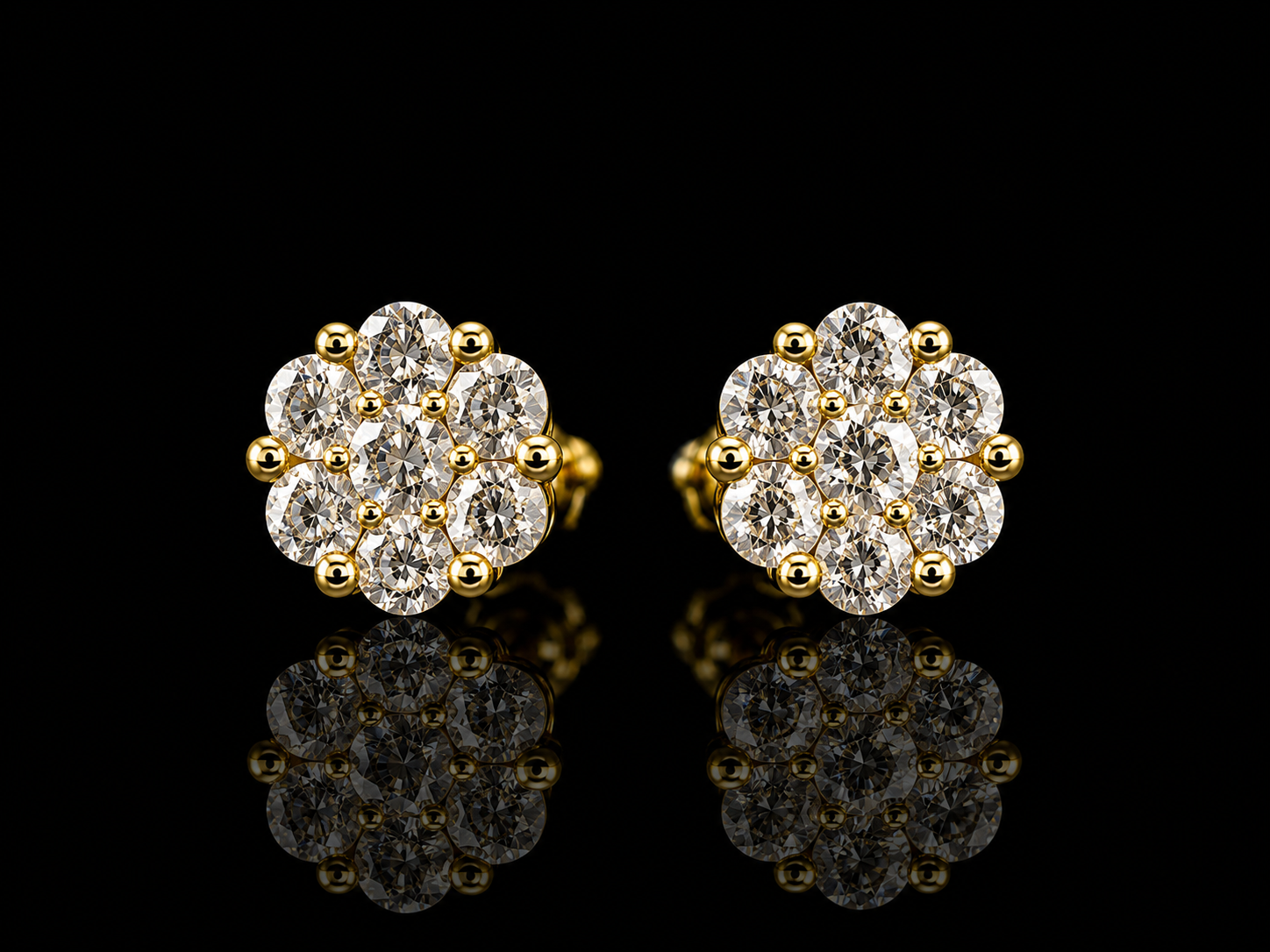 925S Moissanite Flower Stud Earrings – 1.05 CTW