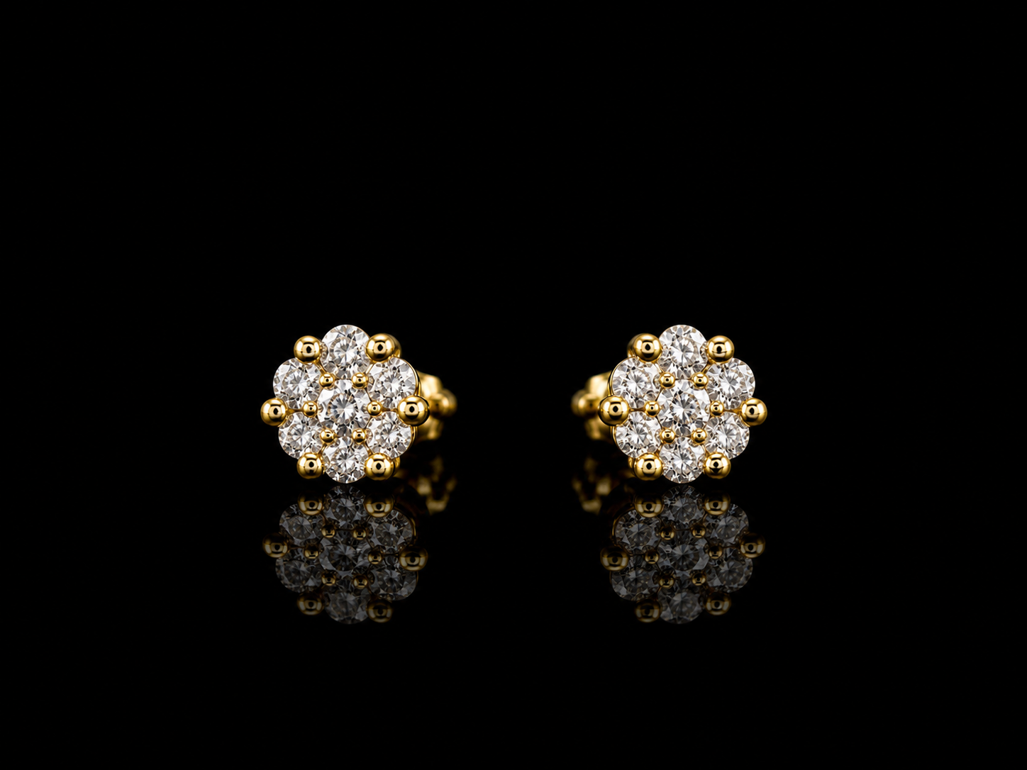 925S Gold Plated Floral Moissanite Stud Earrings – 0.48 CTW