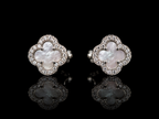 925 Sterling Silver Clover Moissanite Stud Earrings – 0.50 CTW VVSD