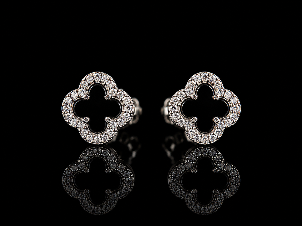 925 Sterling Silver Clover Moissanite Stud Earrings – 0.50 CTW VVSD